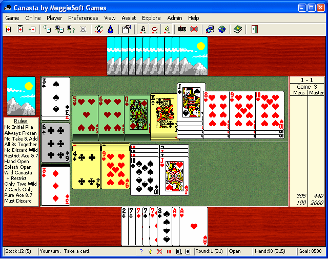 Screenshot of Canasta by MeggieSoft Games 2007