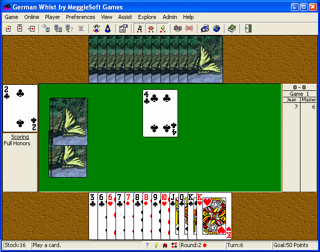Play German Whist against an online opponent or against your computer.